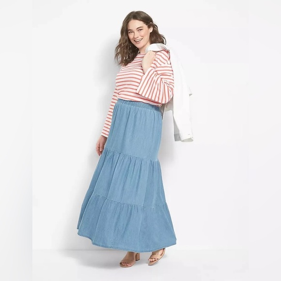 Lane Bryant Tiered Maxi Skirt 100% rayon